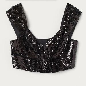 Simone Rocha x H&M Black Sequin Crop Top